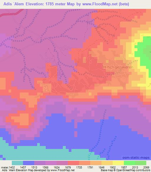 Adis `Alem,Eritrea Elevation Map