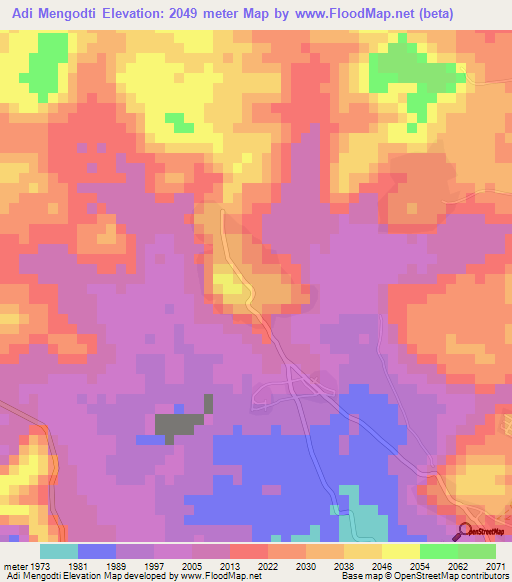 Adi Mengodti,Eritrea Elevation Map