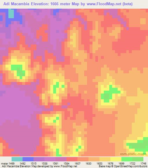 Adi Macambia,Eritrea Elevation Map