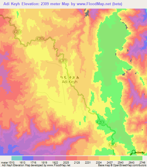 Adi Keyh,Eritrea Elevation Map
