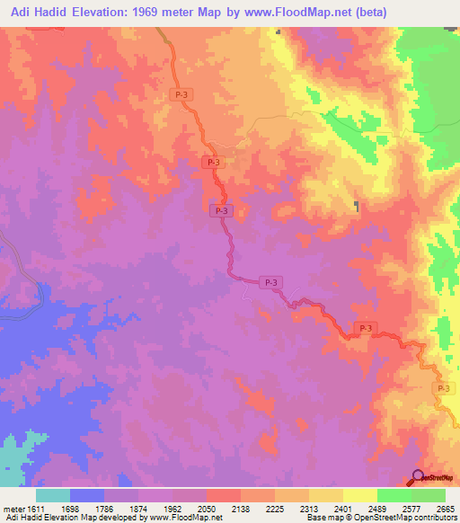 Adi Hadid,Eritrea Elevation Map