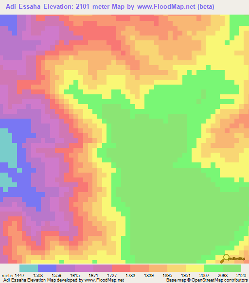 Adi Essaha,Eritrea Elevation Map