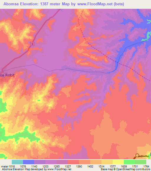 Abomsa,Ethiopia Elevation Map