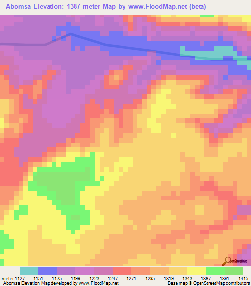 Abomsa,Ethiopia Elevation Map