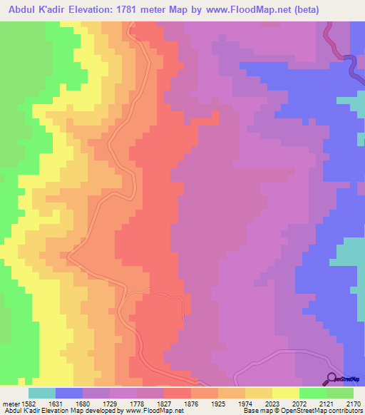 Abdul K'adir,Ethiopia Elevation Map