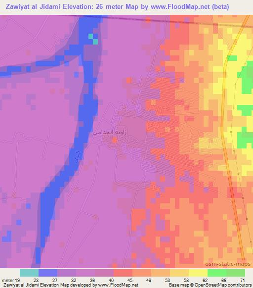 Zawiyat al Jidami,Egypt Elevation Map