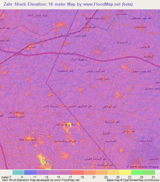 Zahr Shurb,Egypt Elevation Map