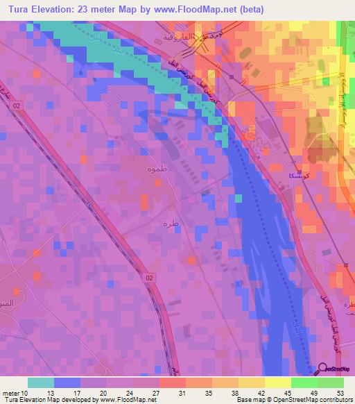 Tura,Egypt Elevation Map
