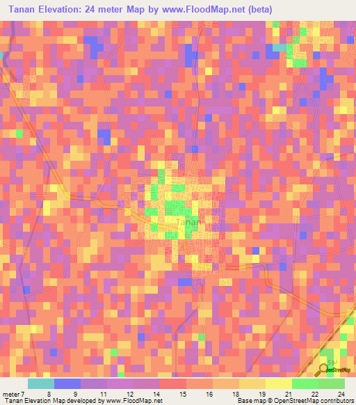 Tanan,Egypt Elevation Map