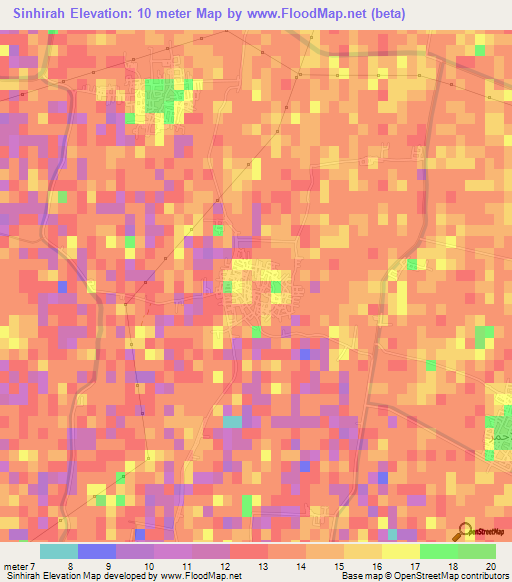 Sinhirah,Egypt Elevation Map