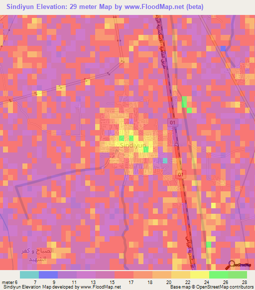 Sindiyun,Egypt Elevation Map