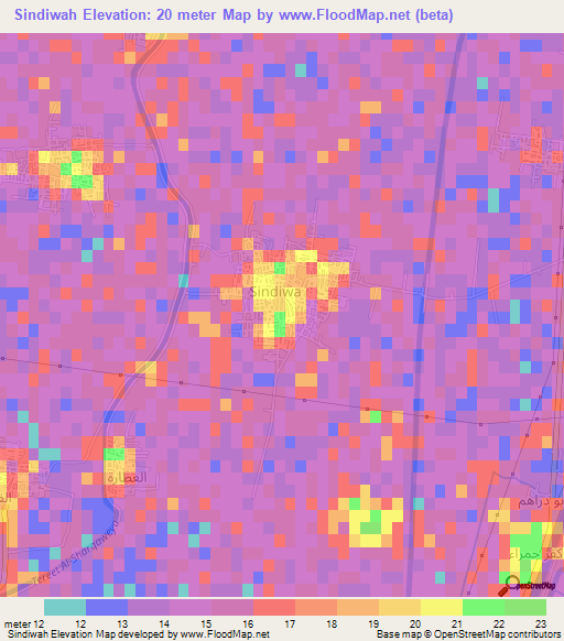 Sindiwah,Egypt Elevation Map