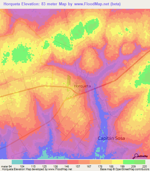 Horqueta,Paraguay Elevation Map