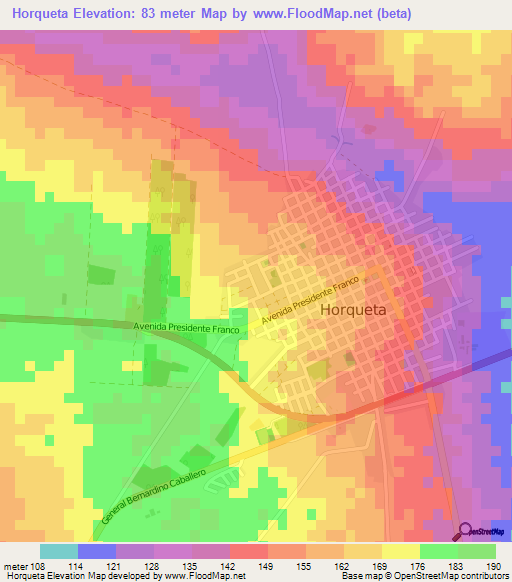 Horqueta,Paraguay Elevation Map