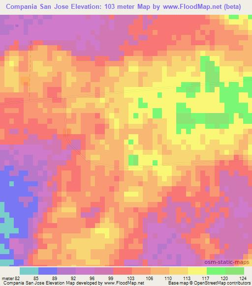 Compania San Jose,Paraguay Elevation Map
