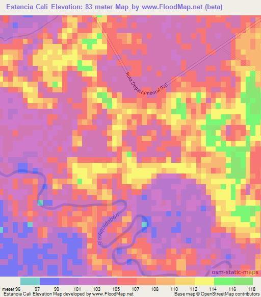 Estancia Cali,Paraguay Elevation Map