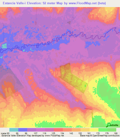 Estancia Valle-i,Paraguay Elevation Map
