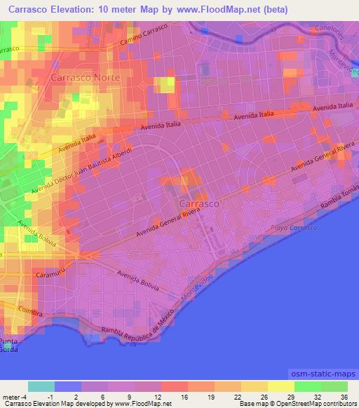 Carrasco,Uruguay Elevation Map