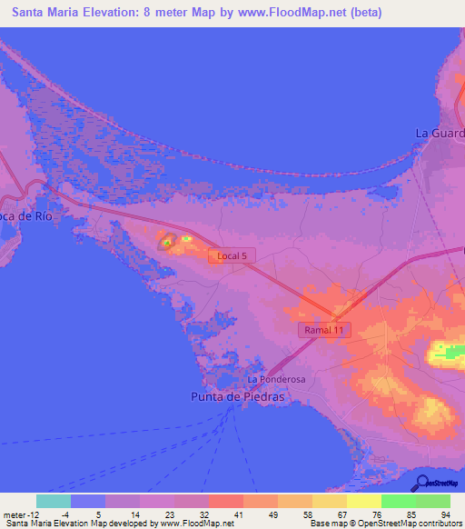 Santa Maria,Venezuela Elevation Map