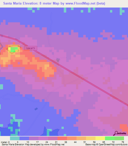 Santa Maria,Venezuela Elevation Map