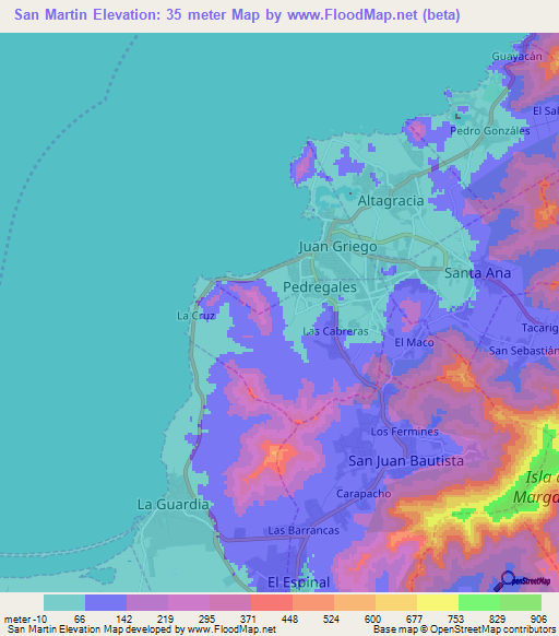 San Martin,Venezuela Elevation Map