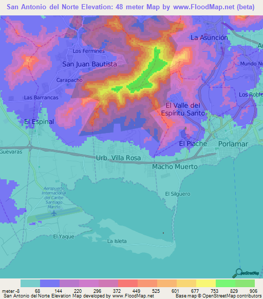 San Antonio del Norte,Venezuela Elevation Map