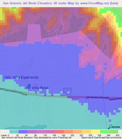San Antonio del Norte,Venezuela Elevation Map