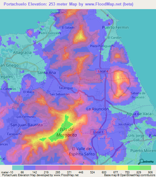Portachuelo,Venezuela Elevation Map