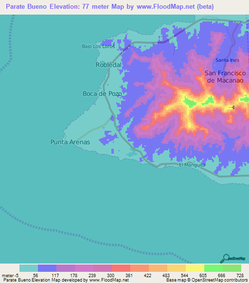 Parate Bueno,Venezuela Elevation Map
