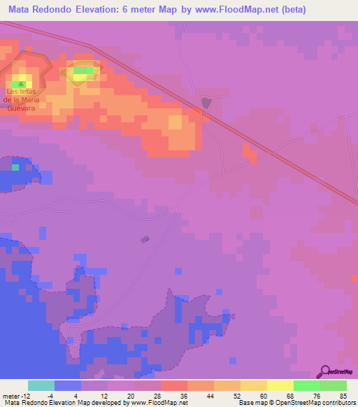 Mata Redondo,Venezuela Elevation Map