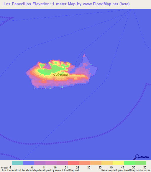 Los Panecillos,Venezuela Elevation Map