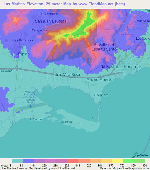 Las Maritas,Venezuela Elevation Map