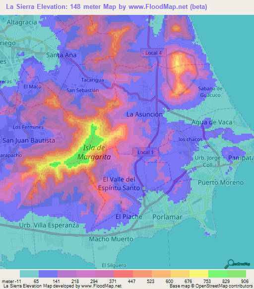 La Sierra,Venezuela Elevation Map