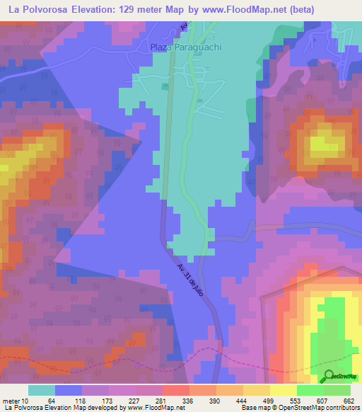 La Polvorosa,Venezuela Elevation Map