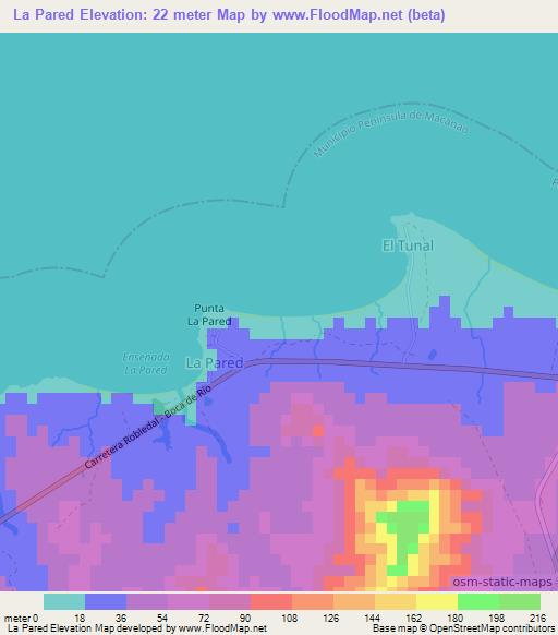 La Pared,Venezuela Elevation Map