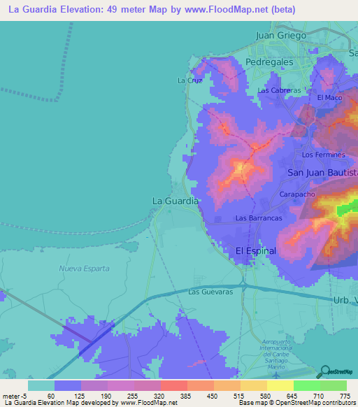 La Guardia,Venezuela Elevation Map