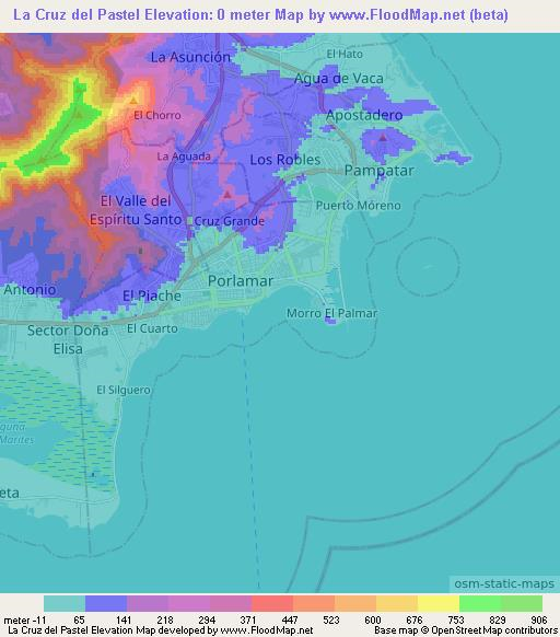 La Cruz del Pastel,Venezuela Elevation Map