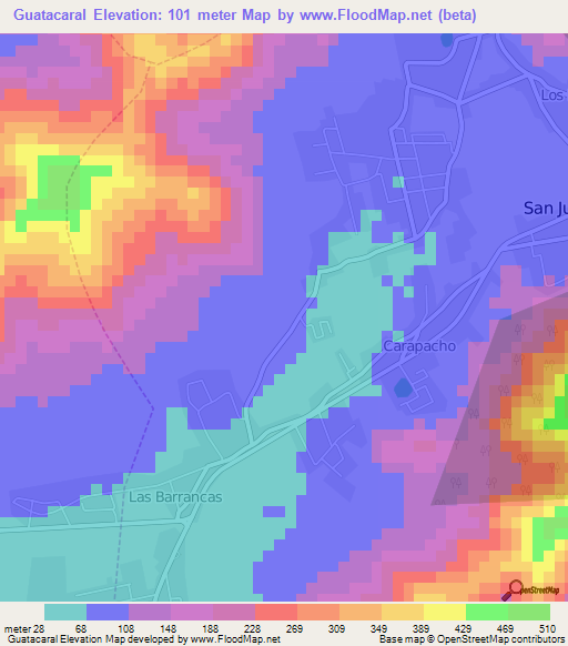 Guatacaral,Venezuela Elevation Map