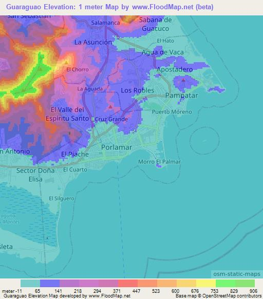 Guaraguao,Venezuela Elevation Map