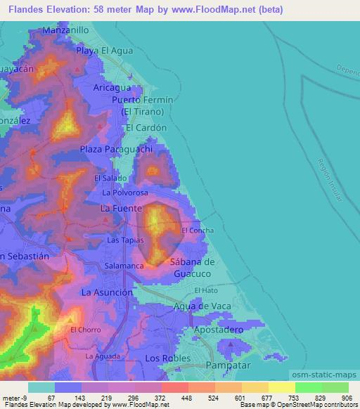 Flandes,Venezuela Elevation Map