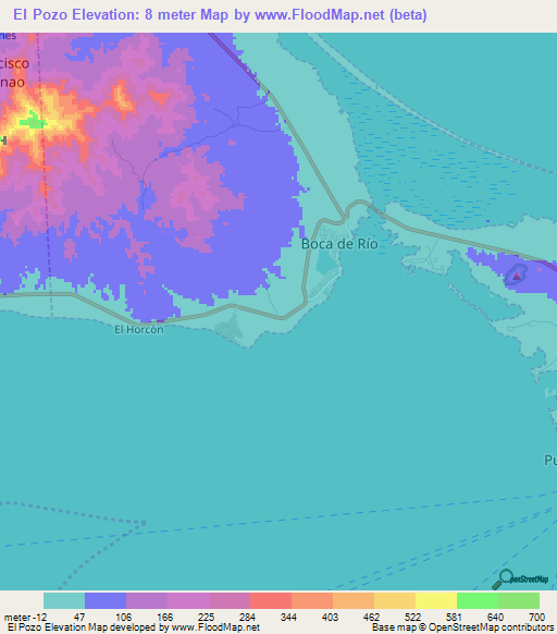 El Pozo,Venezuela Elevation Map