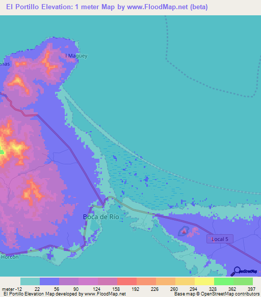 El Portillo,Venezuela Elevation Map