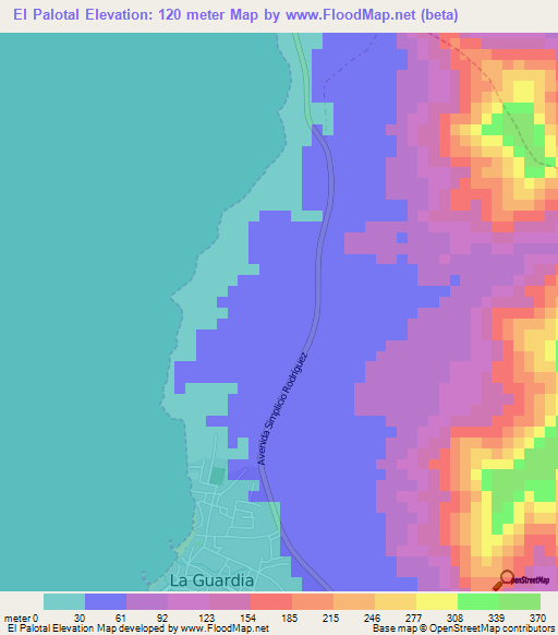 El Palotal,Venezuela Elevation Map