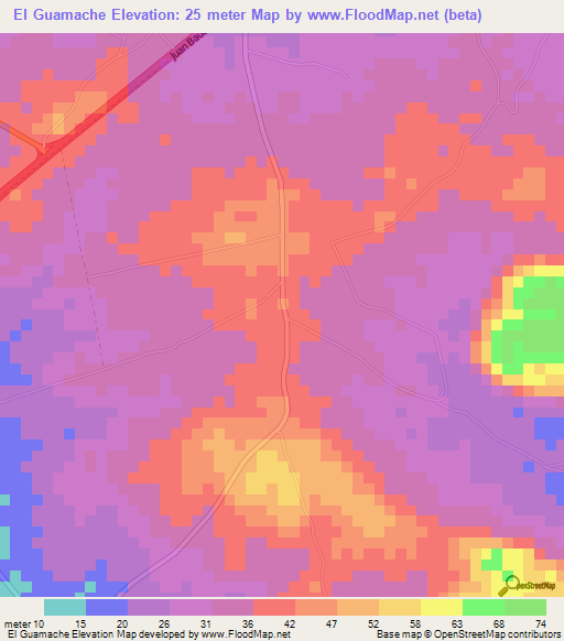 El Guamache,Venezuela Elevation Map