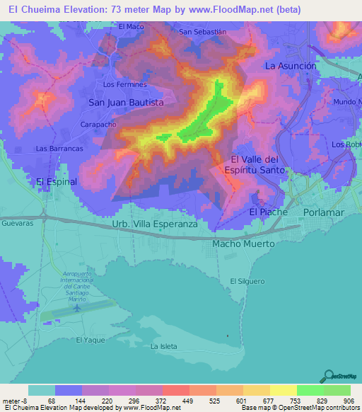 El Chueima,Venezuela Elevation Map