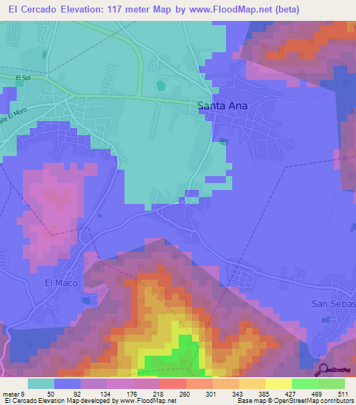 El Cercado,Venezuela Elevation Map