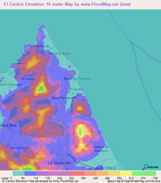 El Cardon,Venezuela Elevation Map