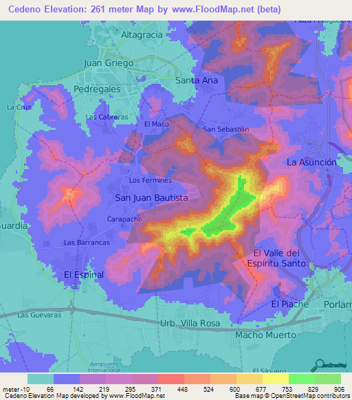 Cedeno,Venezuela Elevation Map