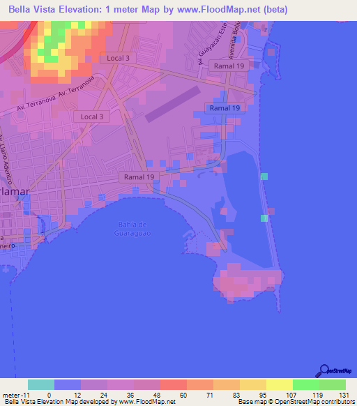 Bella Vista,Venezuela Elevation Map