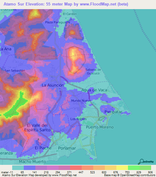 Atamo Sur,Venezuela Elevation Map